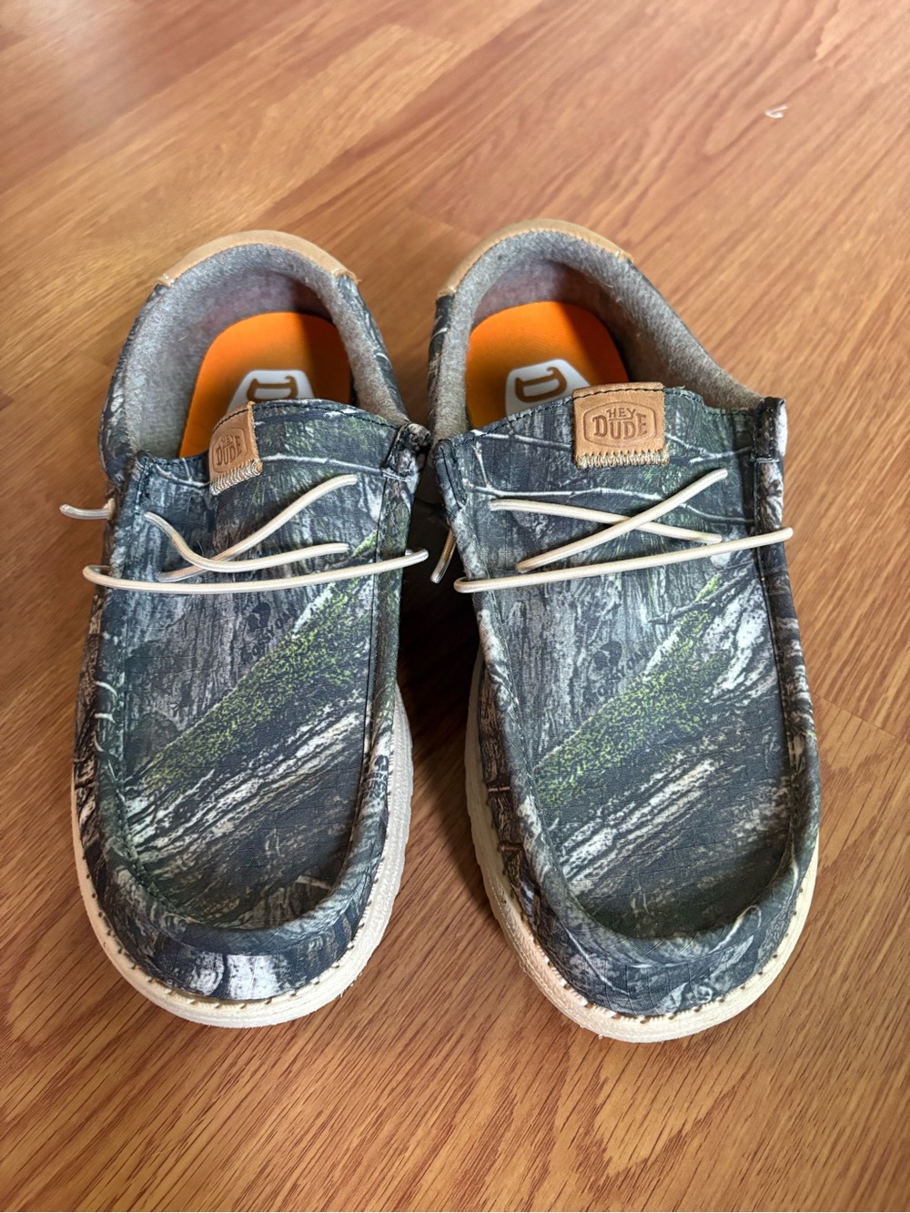 Hey Dude Kids Camo Slip-On Sneakers in Green and Gray